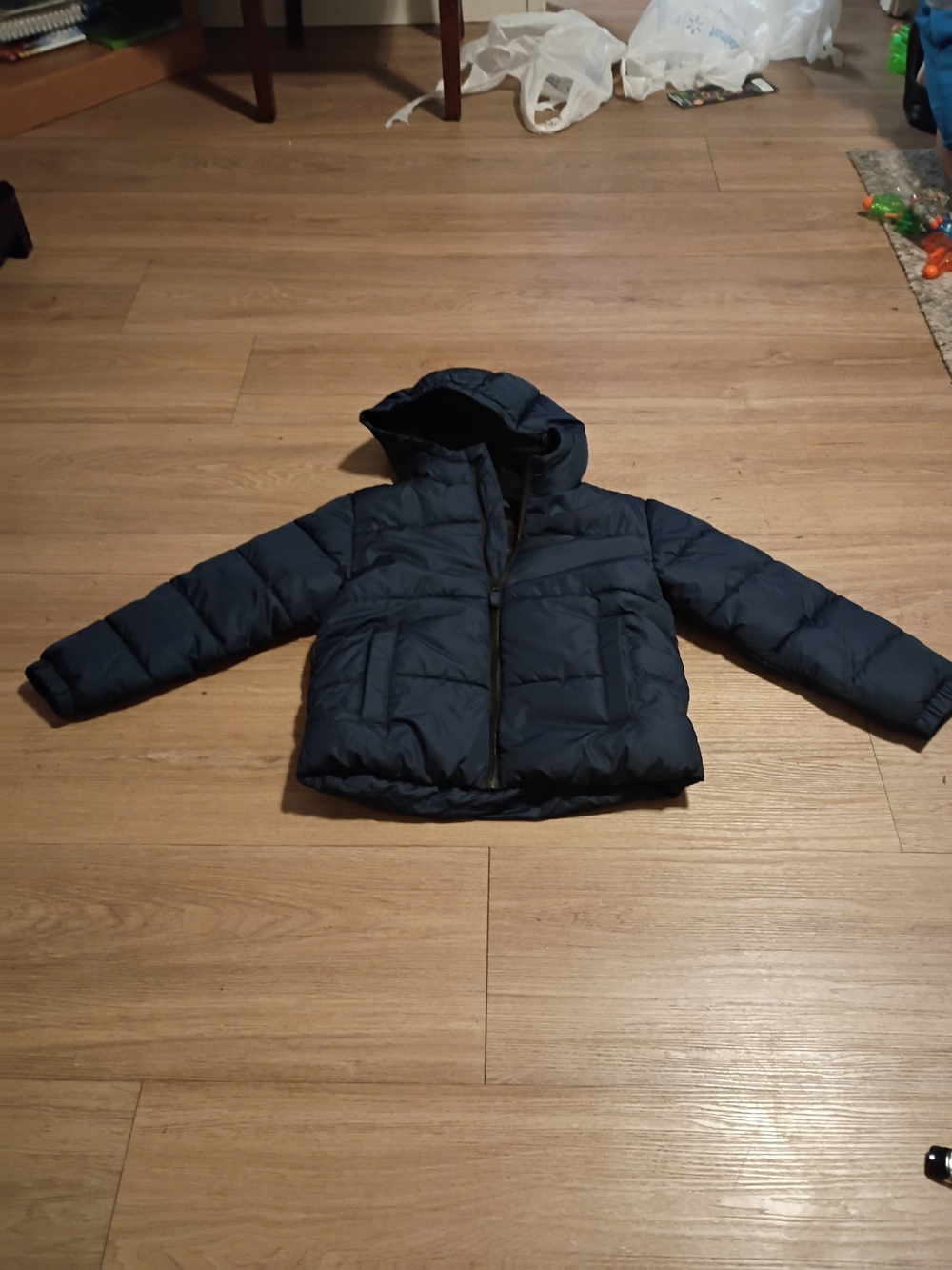 Swiss Tech Kids Hooded Puffer Jacket - Navy Blue